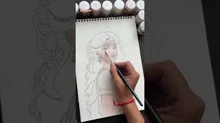 Beautiful Traditional Girl Drawing ✨ Easy Acrylic Art Process