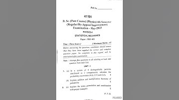 I.G.U meerpur Rewari B.sc 2nd year 4th semester Statistical mechanics paper May 2023