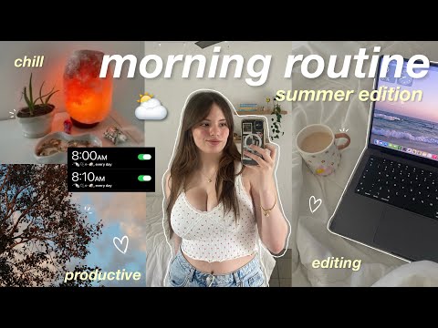 MY 8AM SUMMER MORNING ROUTINE 2026 ⛅️ skincare, tea, editing, makeup, and more