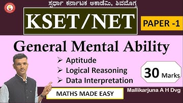 KSET,NET-2025|Aptitude,Reasoning & Aptitude Question Analysis by Mallikarjuna AH, Dvg