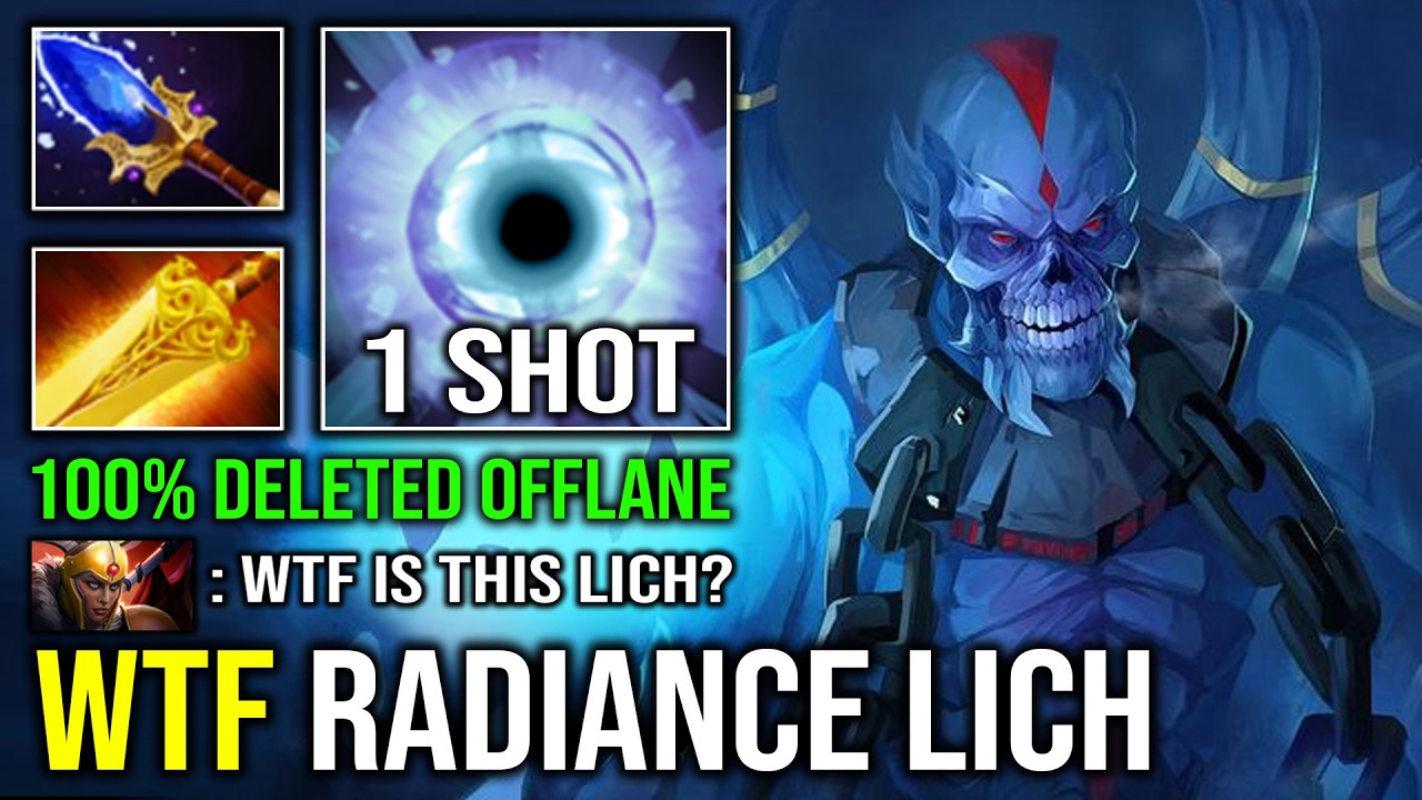 WTF Radiance Lich 100% Deleted Offlane 1 Shot Chain Frost Unlimited Bounce DPS Super Carry Dota 2