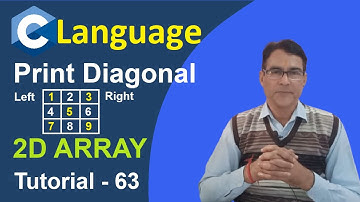 C Program to Print Left and Right Diagonal Element in 2D Array | C Language Tutorial - 63