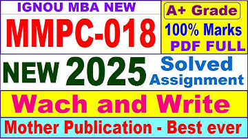 MMPC 018 solved assignment 2025 in English || mmpc 018 solved assignment 2025 || ignou mmpc018 2025