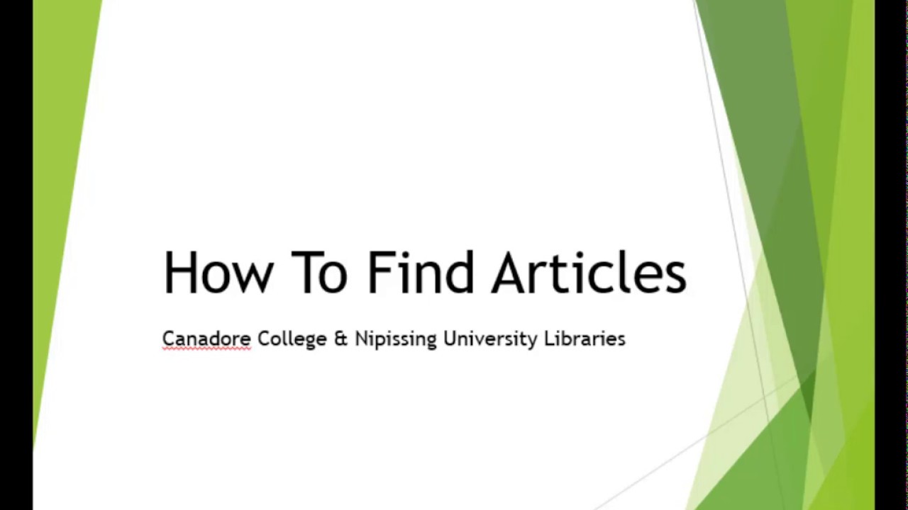 How To Find Articles YouTube