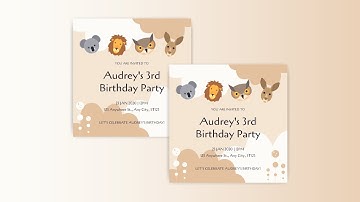 Design a Cartoon Animals Baby Birthday Invitation Card for Free using Visual Paradigm InfoART