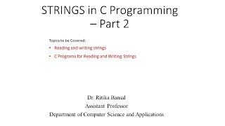 STRINGS in C Programming- Part 2