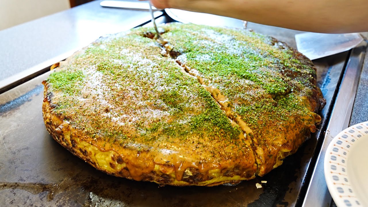 【デカ盛り巡り】超巨大お好み焼きの作り方「お好み焼 ぼて福」【橋本市】Japanese food Huge okonomiyaki in Wakayama