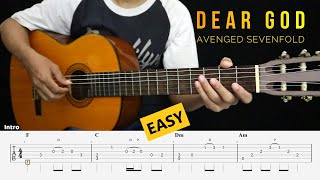 Dear God - Avenged Sevenfold - EASY Version Fingerstyle Guitar Tutorial + TAB &s