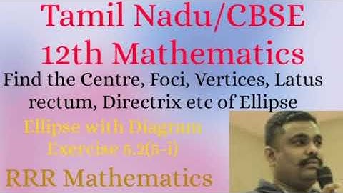 Class-12/CBSE/SAMACHEER/Find the Centre, Foci, Vertices, Latus rectum, Directrix, etc of Ellipse.