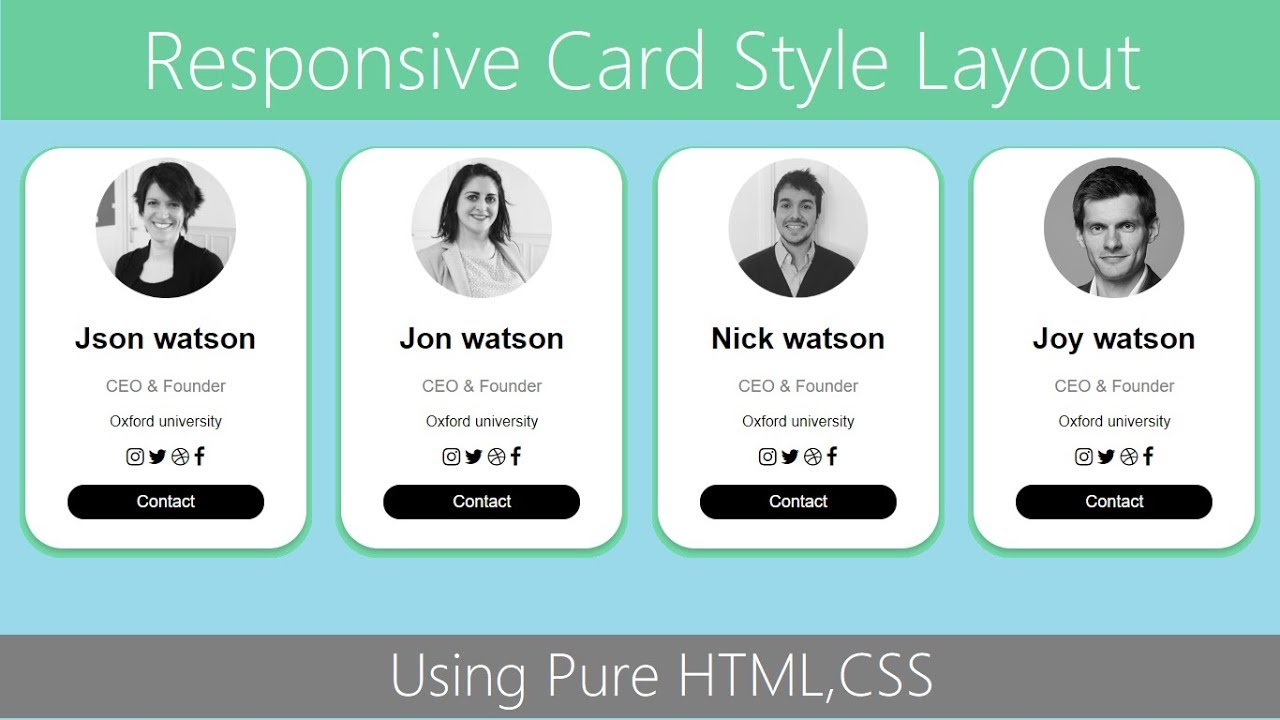 Create Responsive Card Layout | HTML,CSS 2019 - YouTube