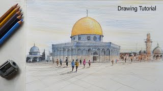 How to Draw Masjid al-Aqsa Dome of the Rock Step by Step.