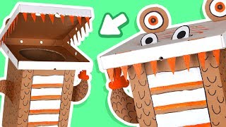 Cardboard Dinosaur Dustbin  Crafts Ideas With Boxes  | DIY on Box Yourself