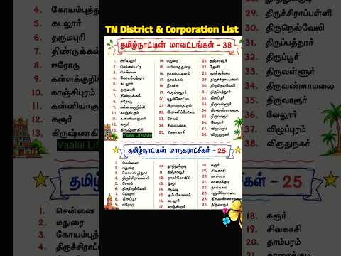 List Of TN Districts & Corporation#tnpsc#tnpscnotesதமிழ்நாடு மாவட்டங்கள் & மாநகராட்சிகள்#tnpsc#gk