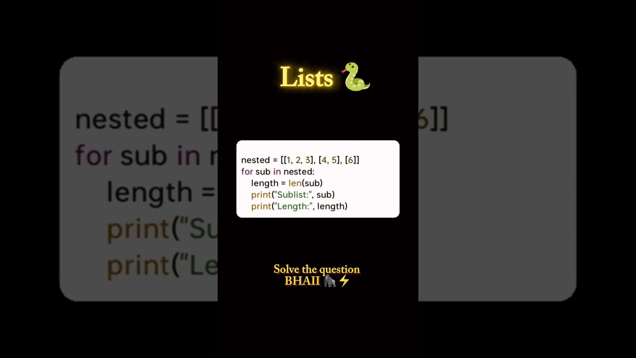 PYTHON || Lists || Nested Lists || 