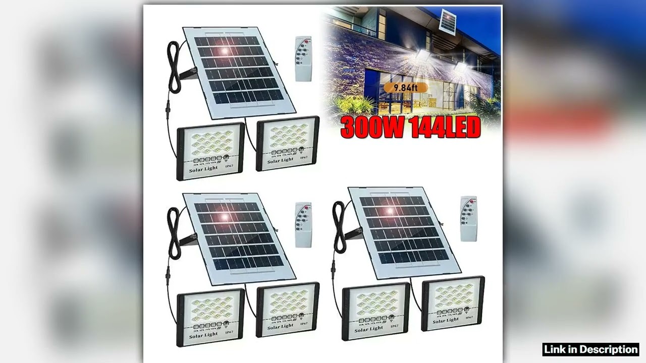 300W LED Solar Street Lights Outdoor Flood Lamps Waterproof Spotlight Emergency Lighting Dusk To Da