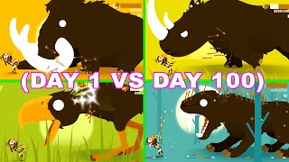 Big Hunter All Bosses Day 1 Vs Day 100 (Mammoth, Rhino, Terror Bird, Smilodo) for Android and iOS. screenshot 3