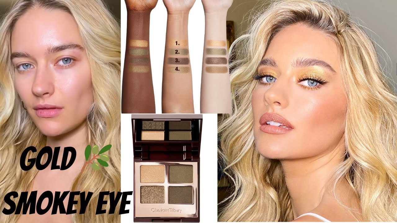 Olive gold Smokey eye makeup look using Charlotte Tilbury Eyeshadow Palette | 