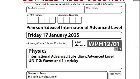 Edexcel Physics Jan 25 Unit 2 WPH12 Section A