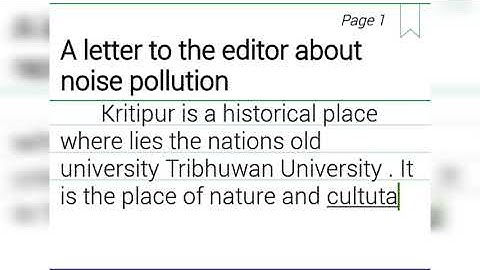 Letter to the Editor about Noise Pollution | Letter to Editor | Letter Writing | Essay .com