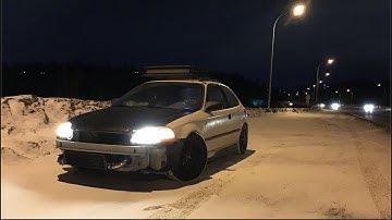 BOOSTED D16Y7 Civic *NO TUNE* Street Driving   (Open Downpipe)