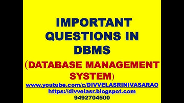 DBMS IMPORTANT QUESTIONS | DATABASE MANAGEMENT SYSTEM IMPORTANT QUESTIONS | DBMS | DATABASES |