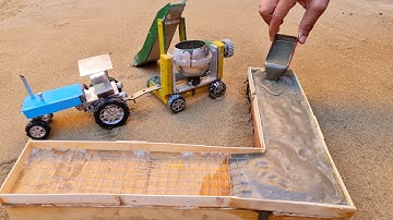 diy tractor making science project || concrete bridge |cow miniature | how to make slime part 2