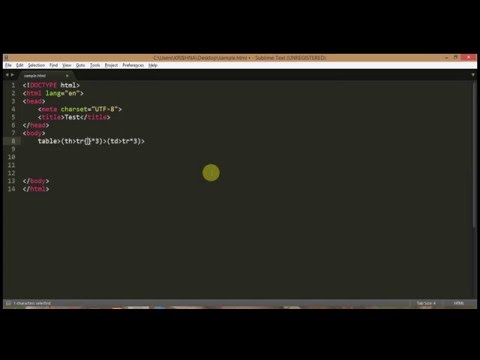 Sublime Emmet  snippets shortscuts for writing tables, form, css