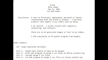 frank 0095 how to merge csv files using  Awk May 31, 2025