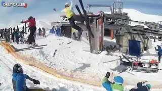 Skiers Go Flying In The Ski Lift Ride From Hell