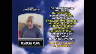 Herbert Regis ~ Short Obituary