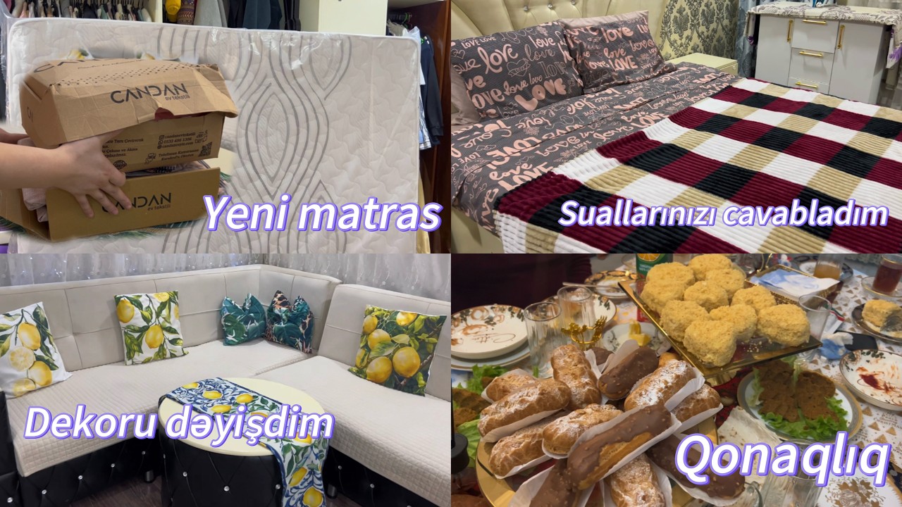 YENİ MATRAS🥳SUALLARINIZI CAVABLADIM✅DEKORU DƏYİŞDİM🍋QONAQLIQ VAR🥰