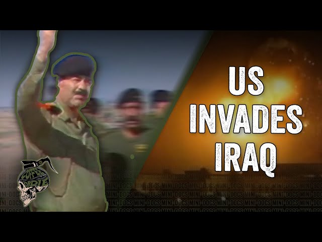 US Invades Iraq To Overthrow Regime of Saddam Hussein class=
