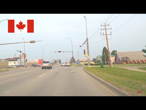 Driving Rocky Mountain House town in Alberta Canada 4K