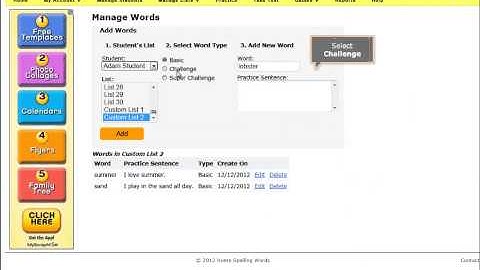 Creating Custom Lists with Home Spelling Words