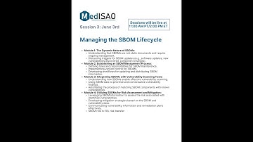 Session 3: Managing the SBOM Lifecycle