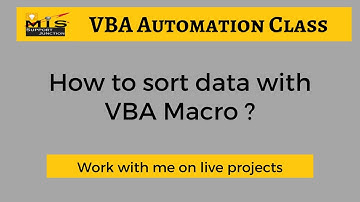 VBA code to Sort Data in Excel | Sorting in VBA | VBA sorting code | #MISSupportJunction
