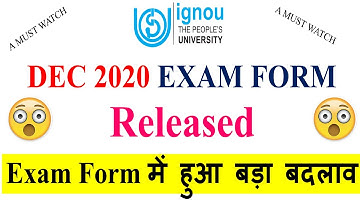 Big Changes in Dec 2020 Exam Form || IGNOU DEC 2020 Exam Form Released || ( Complete Details )