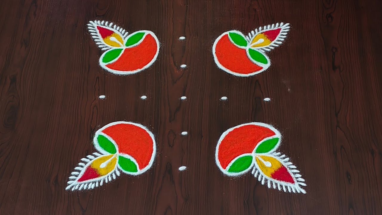 Beautiful Diwali diya rangoli with 5×3dots|easy dheepavali rangoli|dheepam muggulu|#Rang Kaa Rangoli