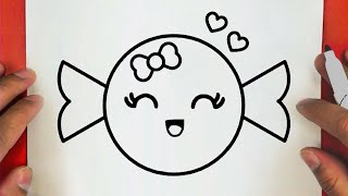 كيف ترسم حلوى كيوت خطوة بخطوة / رسم سهل / تعليم الرسم للمبتدئين || Cute Candy Drawing