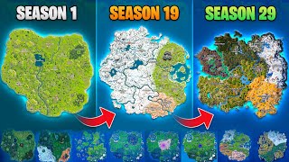 Evolution Of Fortnite Map Chapter 1 Season 1 - Chapter 5 Season 2