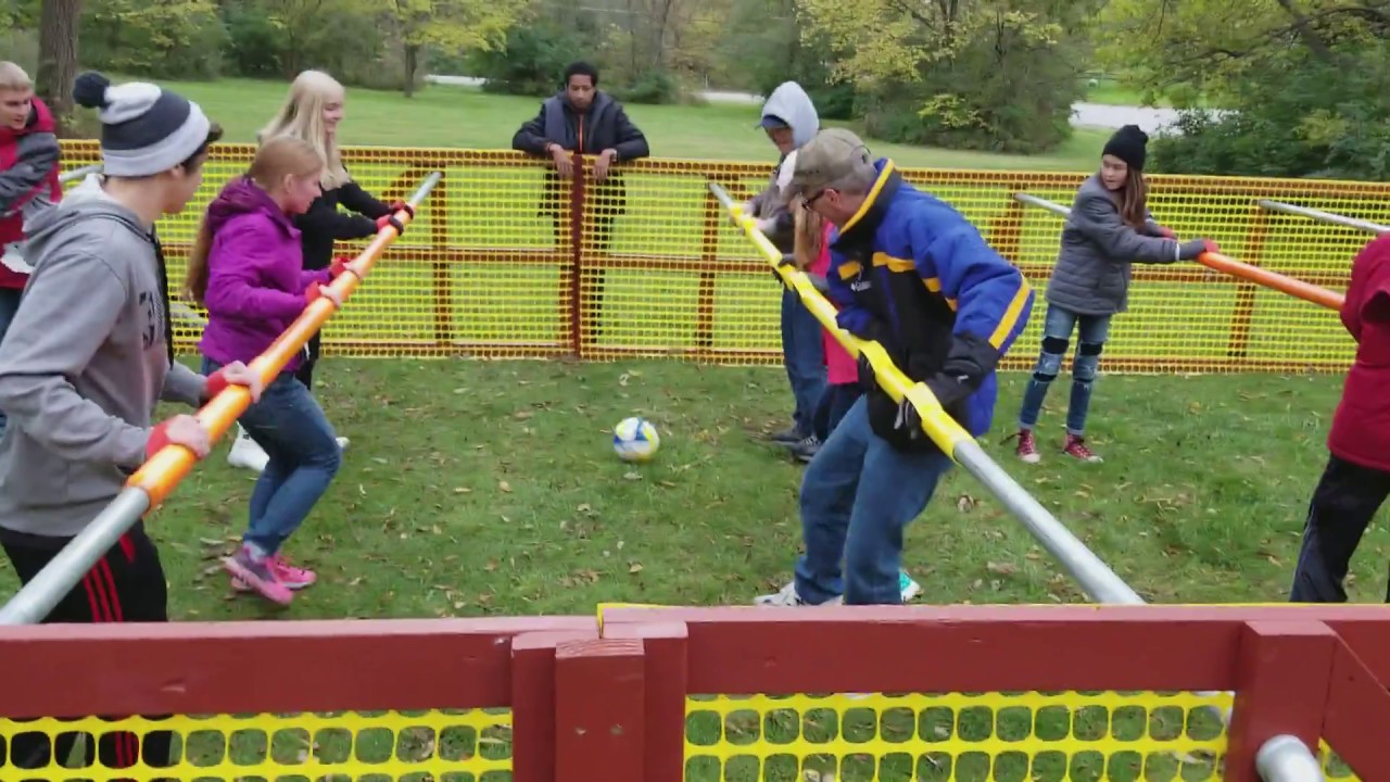 Human foosball \ football \ soccer game YouTube