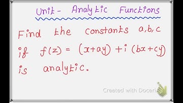 Problem - (8)  from C-R Equations / Unit- Analytic Functions//Engineering Mathematics / B.E, B.Tech.