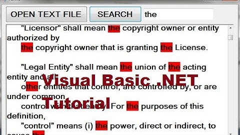 Visual Basic .NET Tutorial 33 - Search and highlight text in Textbox or richTextBox in VB.NET