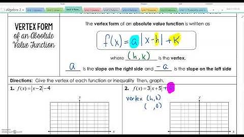 3-3 Absolute Value in Vertex Form