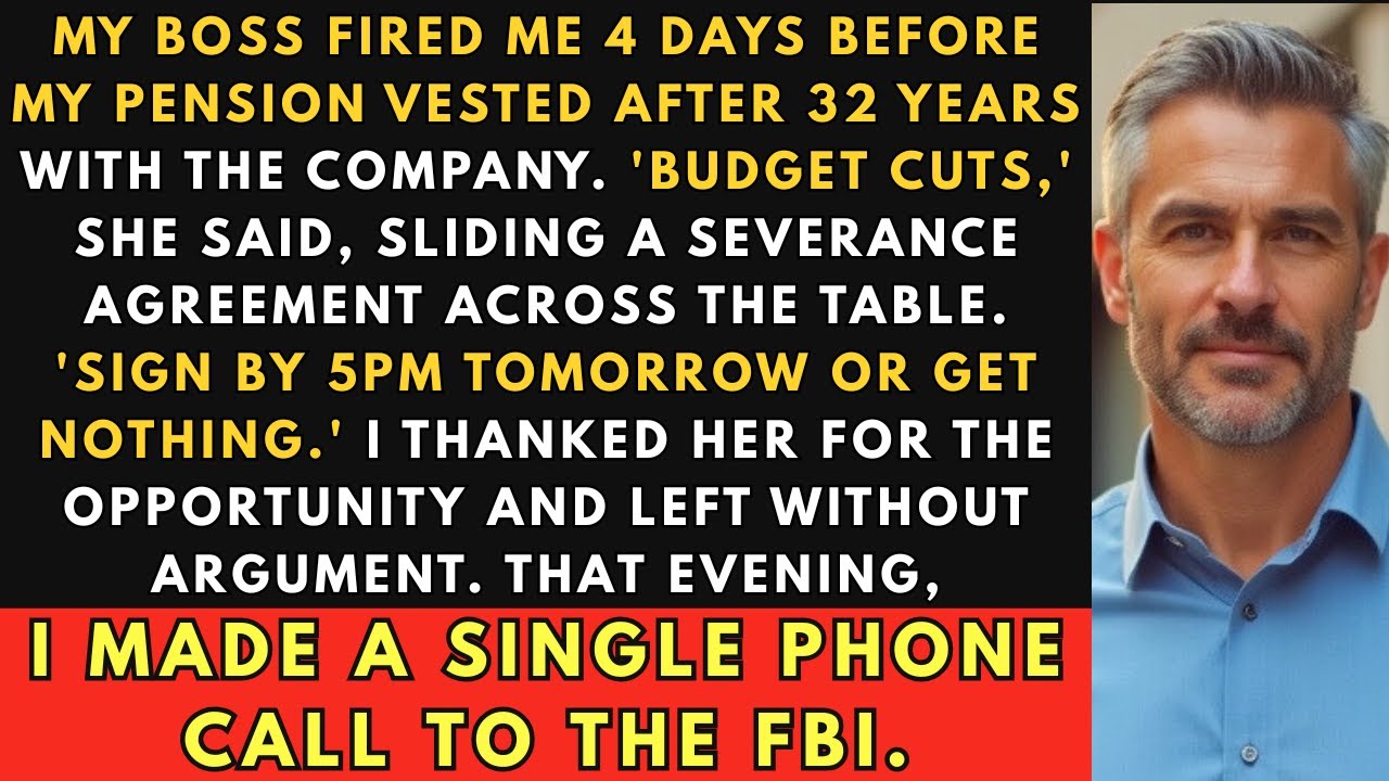 Boss Fired Me 4 Days Before My Pension Vested After 32 Years. I Called The FBI