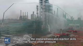 A dangerous chemical explosion drill