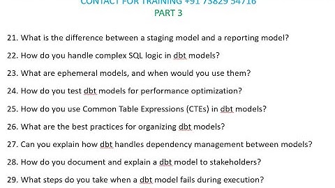 DBT DATA BUILD TOOL REAL TIME WORK INTERVIEW 3 QUESTIONS PART  BY MADHU
