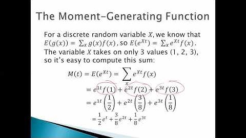 The Moment Generating Function for Discrete Random Variables (TIU Math Dept)