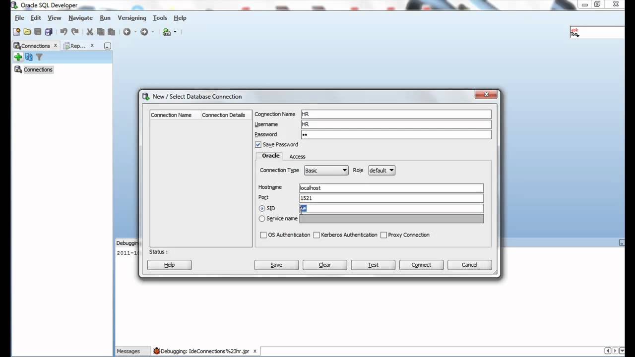Oracle Sql Developer Connection