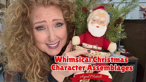 Vintage Aged Metal Objects: Whimsical Christmas Character Assemblages